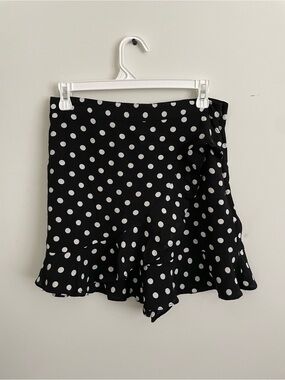 201 Zara Black and White Polka Dot Mini Skirt